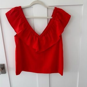 Red Ruffled Women's Top